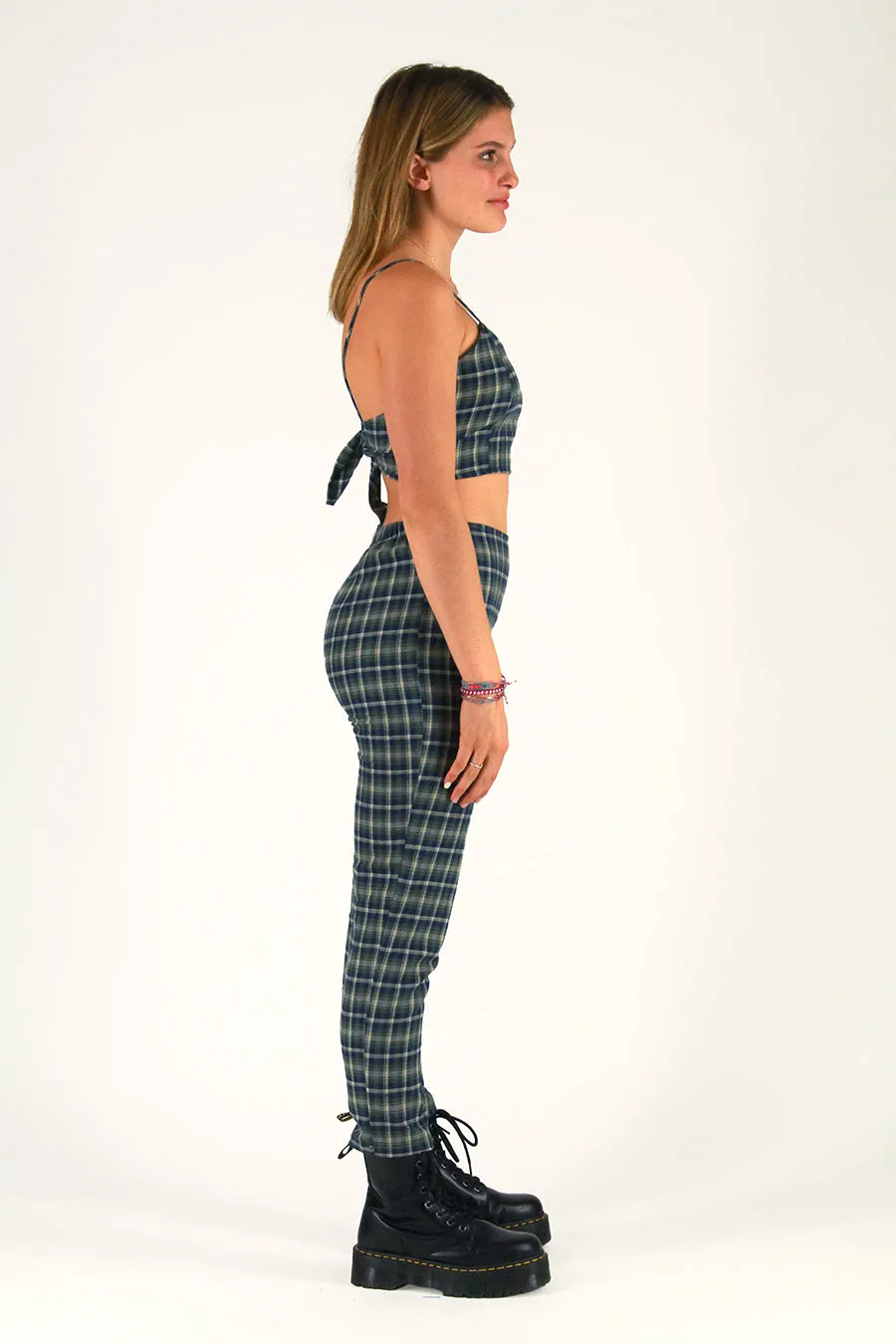 Adjustable Cami Top and Pants - Flannel Green Plaid