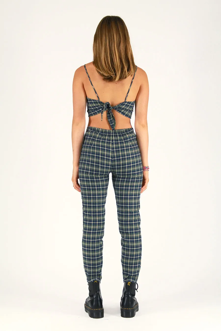 Adjustable Cami Top and Pants - Flannel Green Plaid