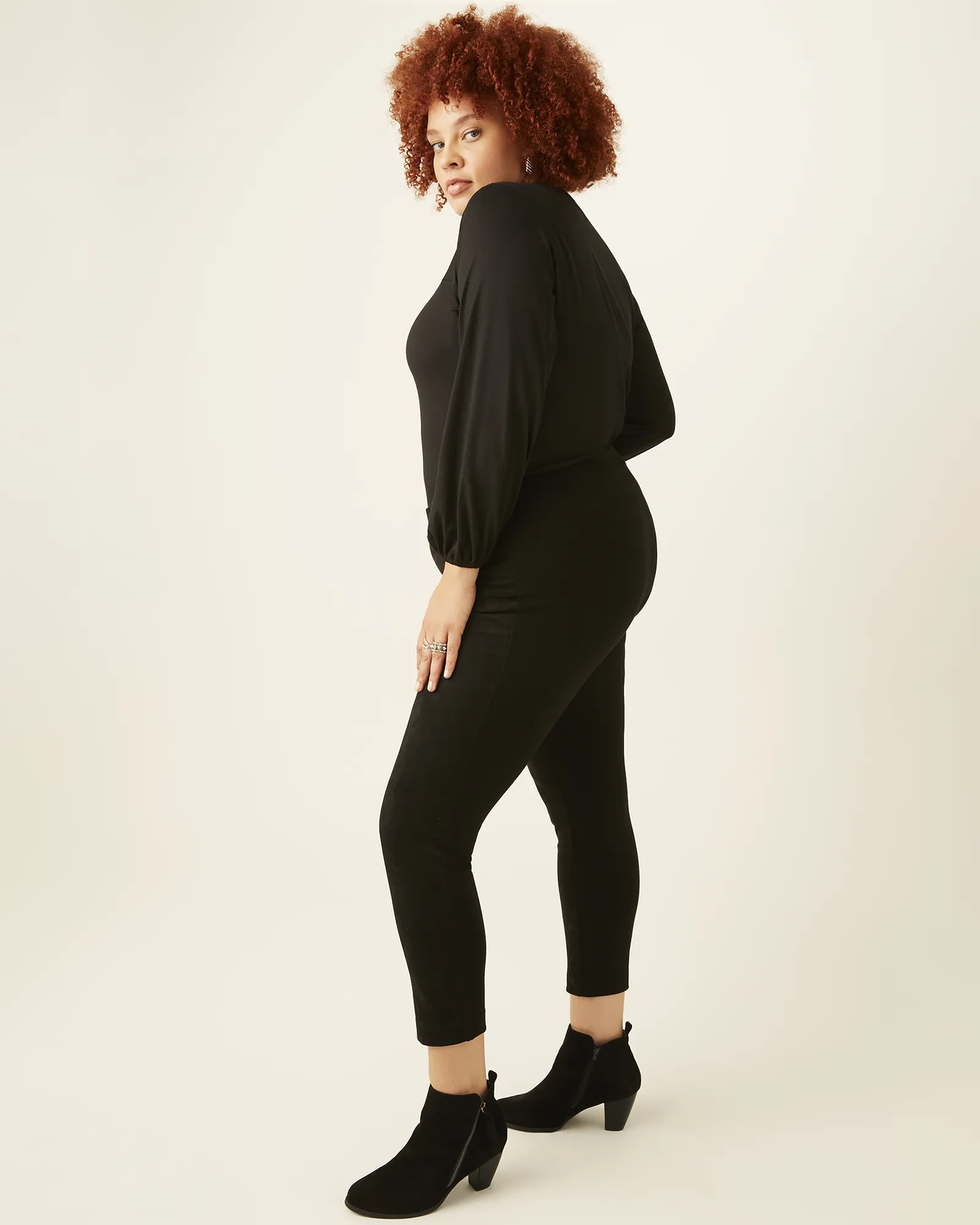 Josephina Faux-Suede Ponte Pants | Black