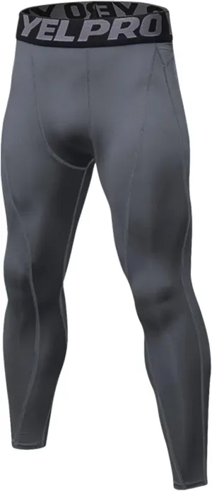 Mens Winter Running Leggings Skin Compression Pant Gym Tight Workout Compression Pants for Men 3/4 Compression Sports Pants Tights Running Leggings Yoga Men Mens Cold Tights Leggings with Pocket