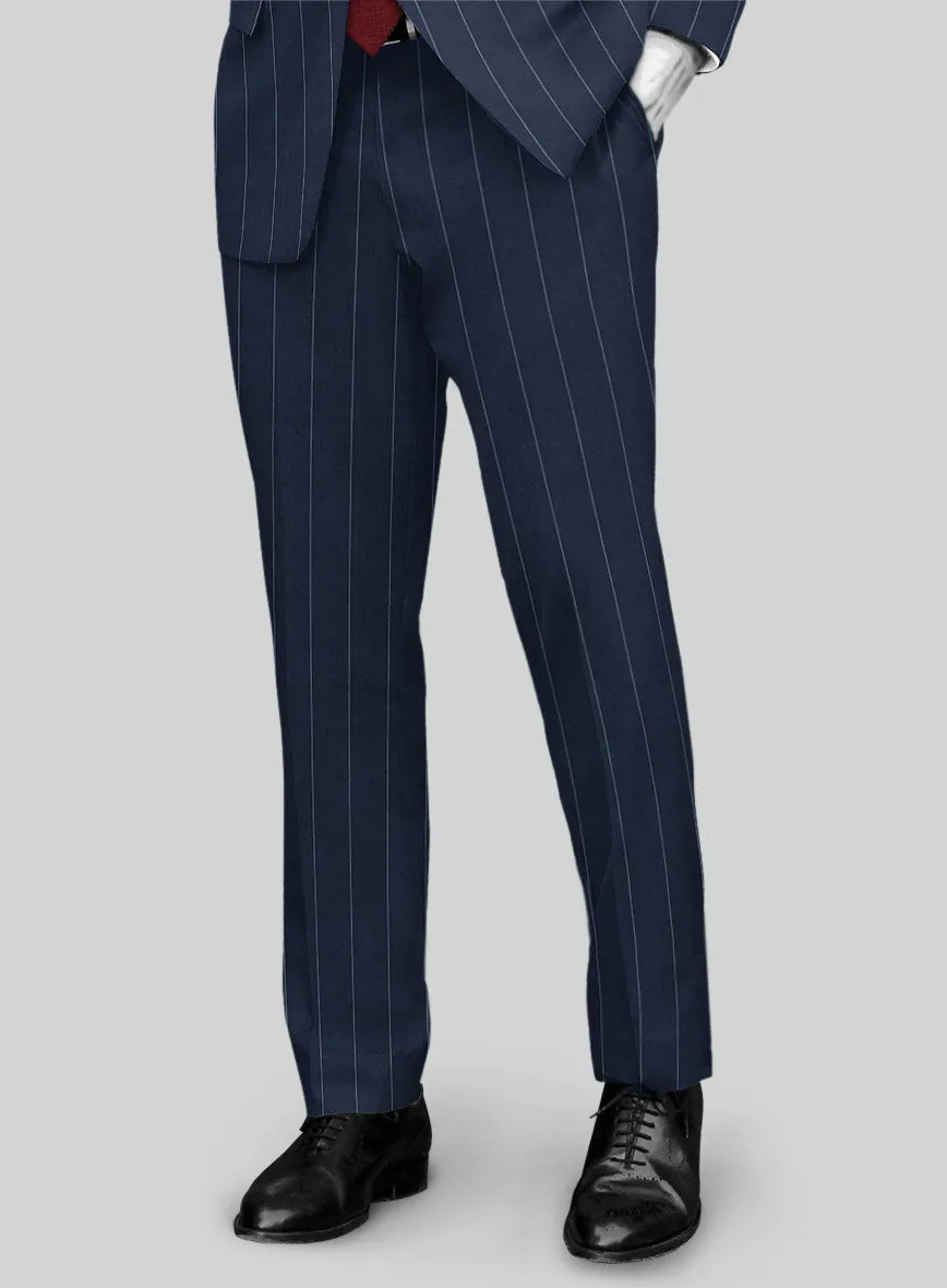 Napolean Wide Stripe Blue Wool Pants