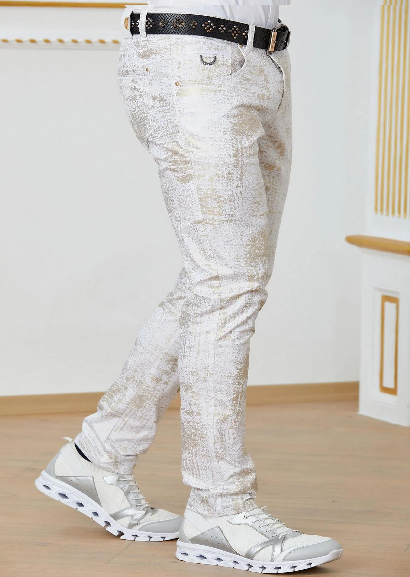White Gold Foil Stretchy Pants